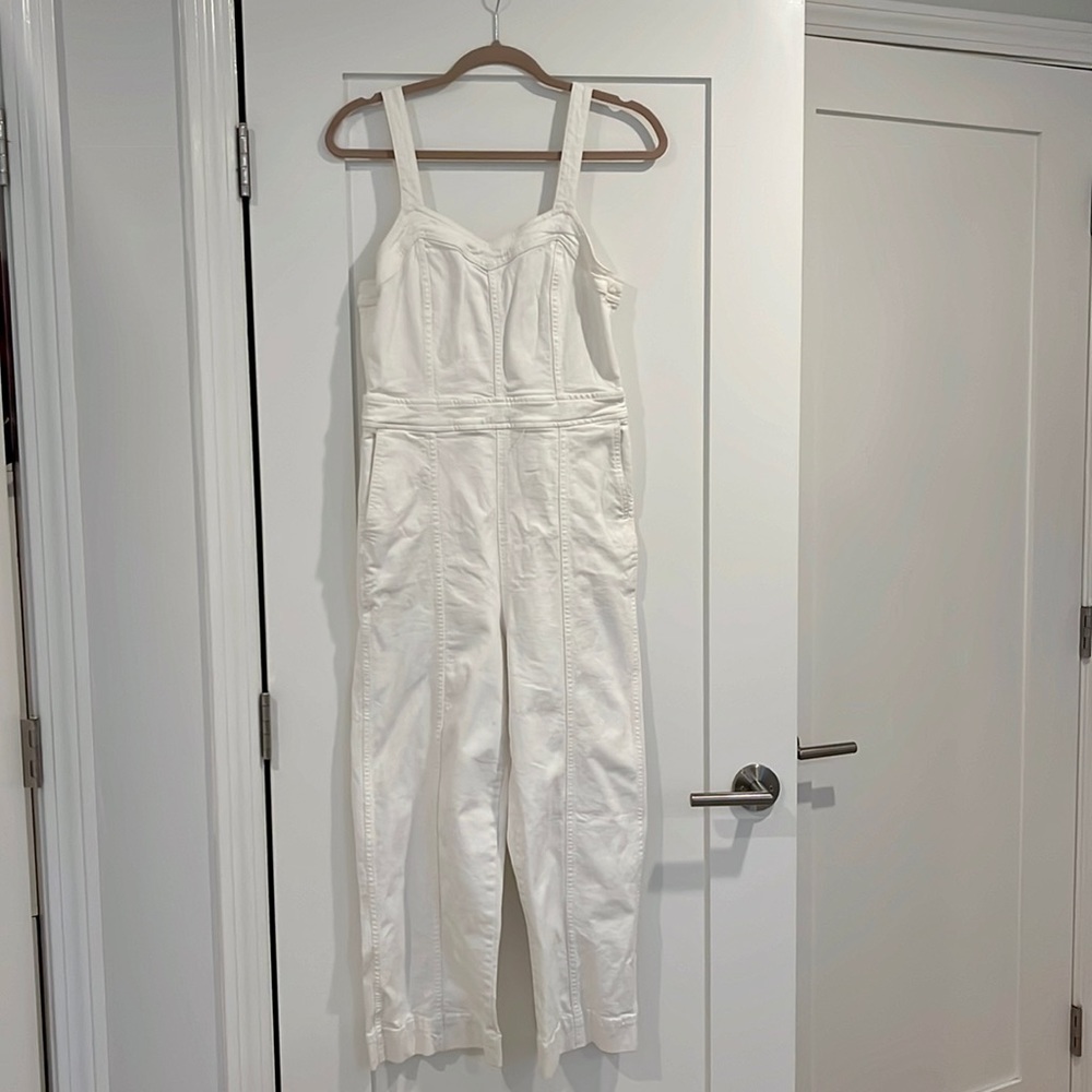 Madewell white denim jumpsuit